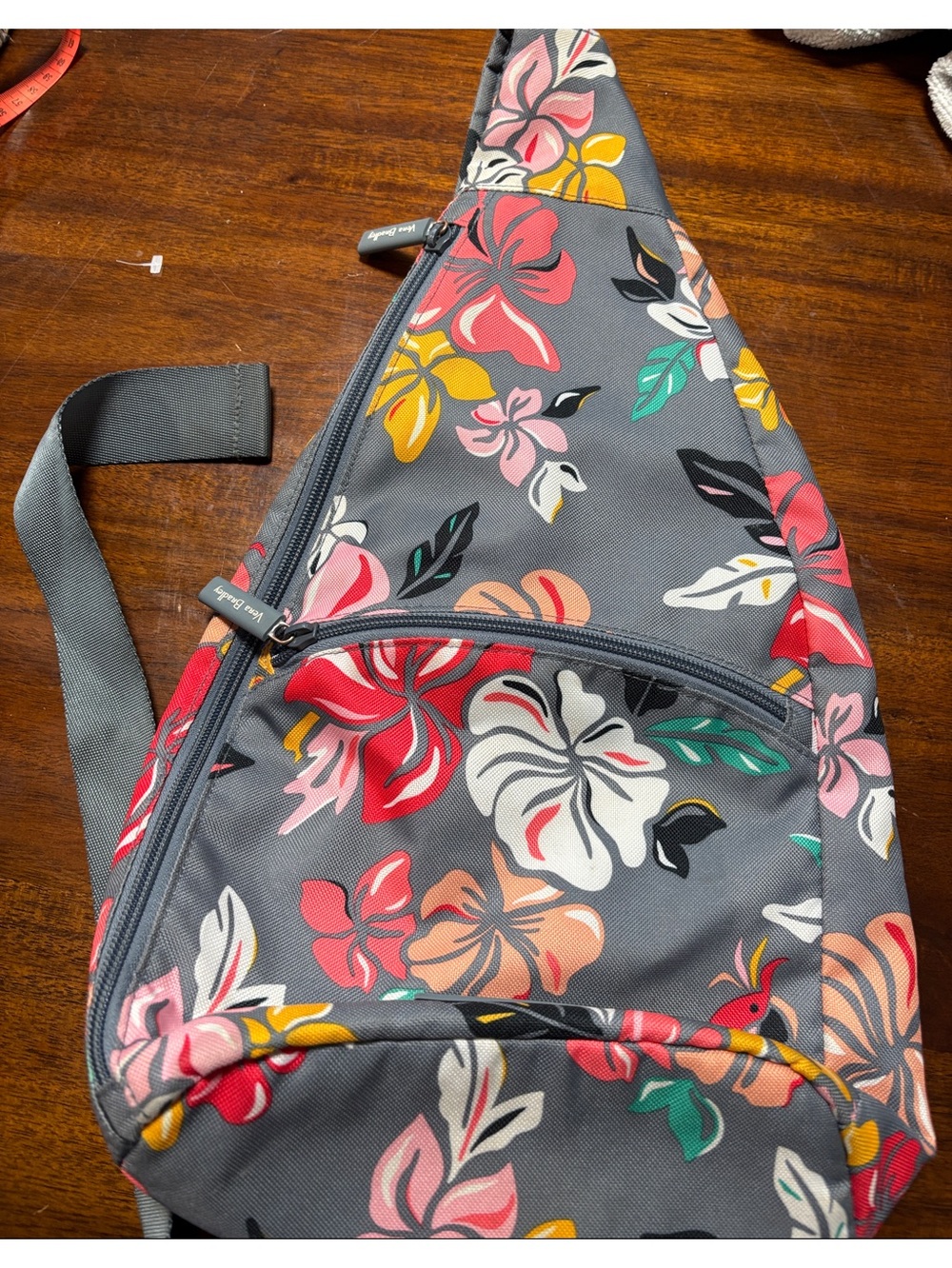 Floral Gray Crossbody Sling Bag - Costal Paradise pattern